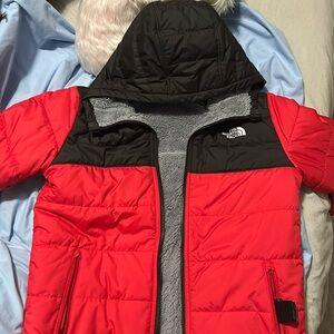 North face Red and black winter coat. Boys L.